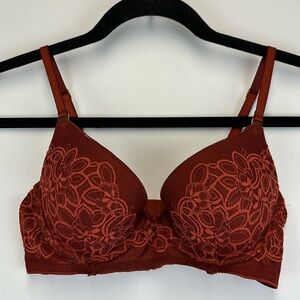 aerie Lace Floral Push-Up Bra in Burnt Orange